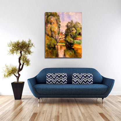 Country House - by a River - by Paul Cézanne