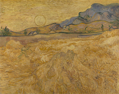 Wheat field with reaper and sun by Vincent van Gogh