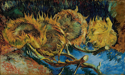 Four sunflowers gone to seed by Vincent van Gogh