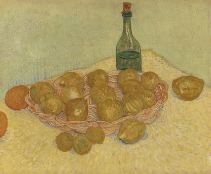 Basket of lemons and bottle by Vincent van Gogh