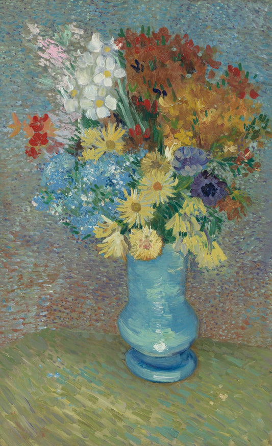 Flowers in a blue vase by Vincent van Gogh