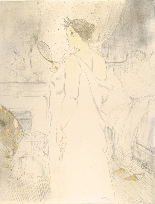 Looking in a Mirror by Henri de Toulouse-Lautrec