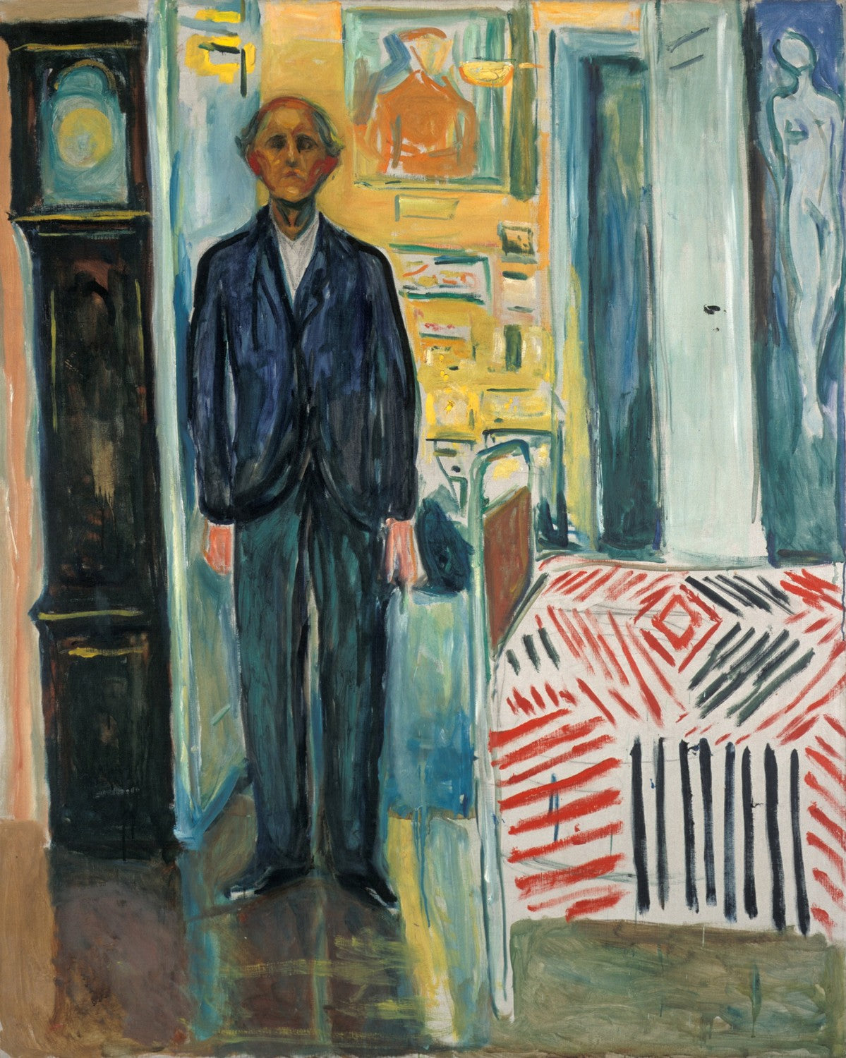 Self-Portrait. Between the Clock and the Bed by Edvard Munch