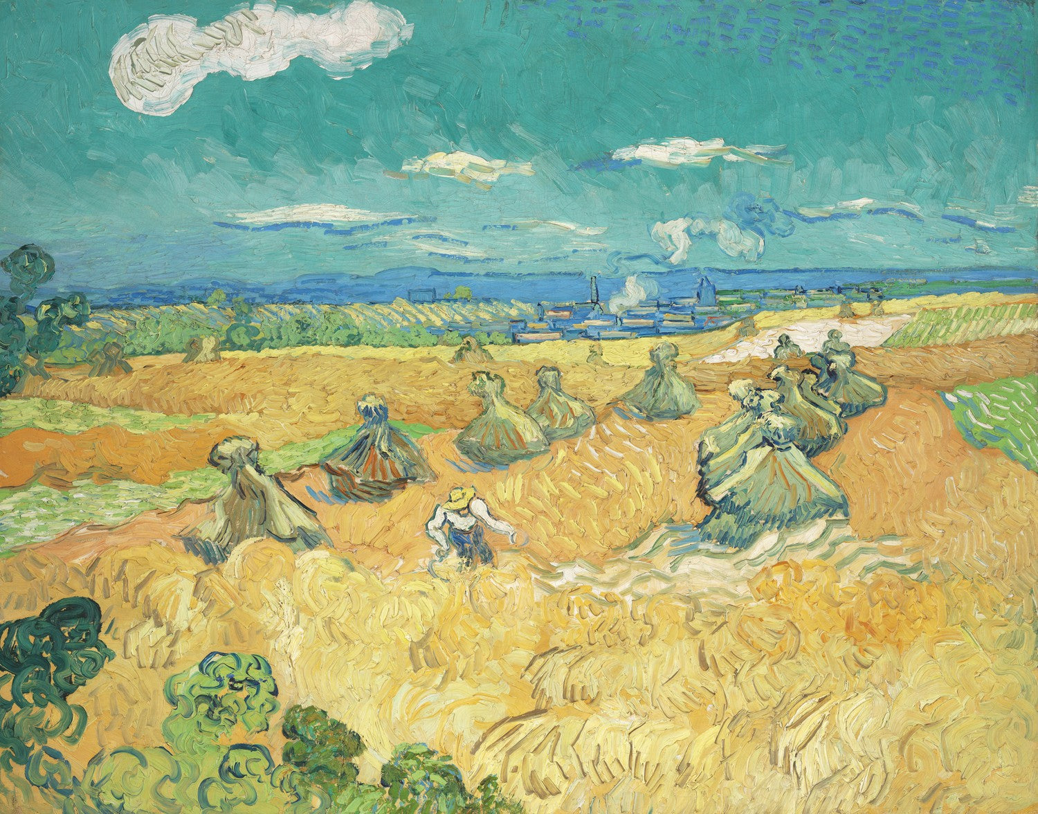 Wheat Fields with Reaper, Auvers by Vincent van Gogh