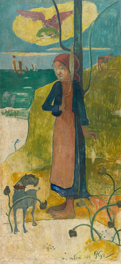 Breton girl spinning by Paul Gauguin