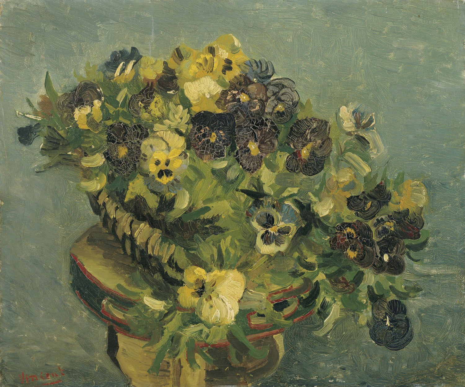 Basket of pansies by Vincent van Gogh