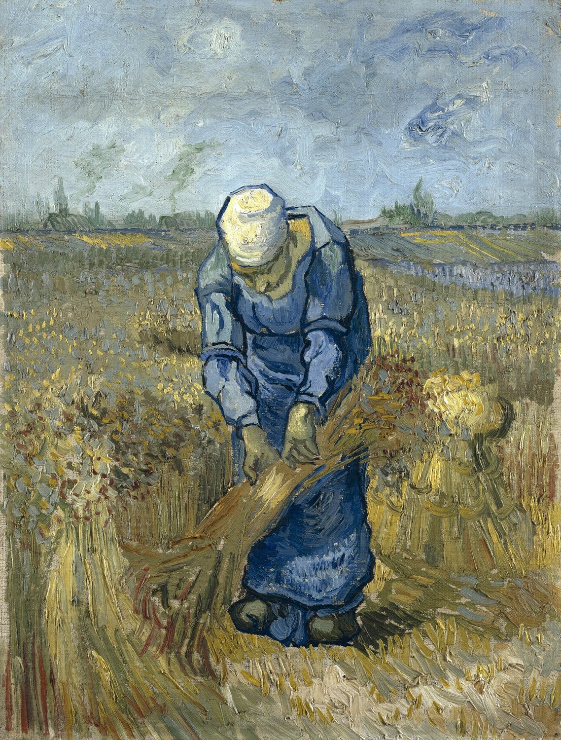 Peasant Woman Binding Sheaves (after Millet) by Vincent van Gogh