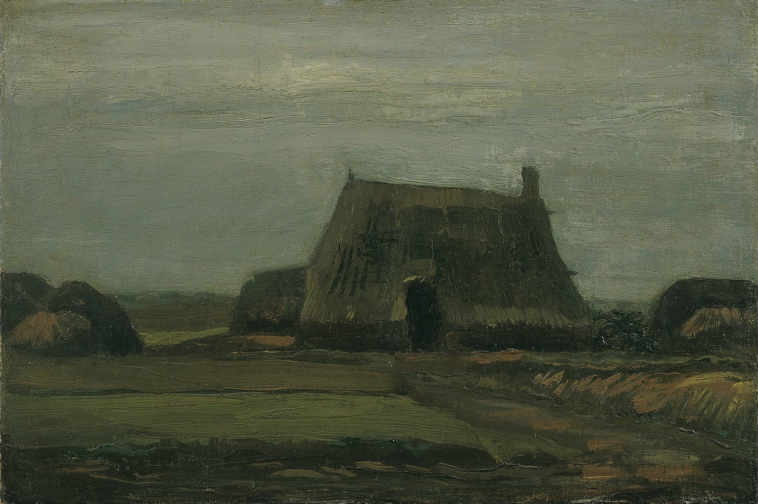 Farm with Stacks of Peat by Vincent van Gogh