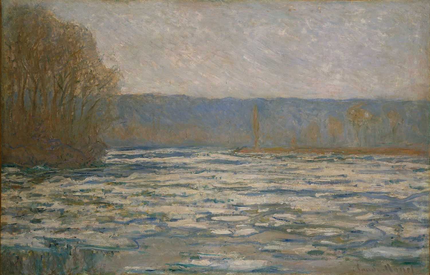 Ice breaking up on the Seine near Bennecourt by Claude Monet