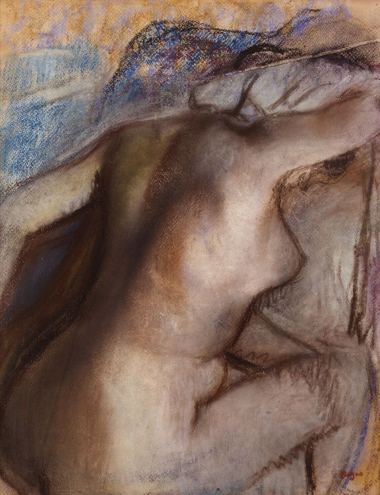 After the bath, woman drying herself