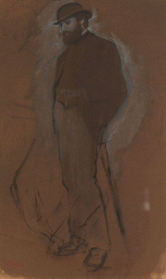 Standing Man in a Bowler Hat; Slight Sketch of a Woman at Left