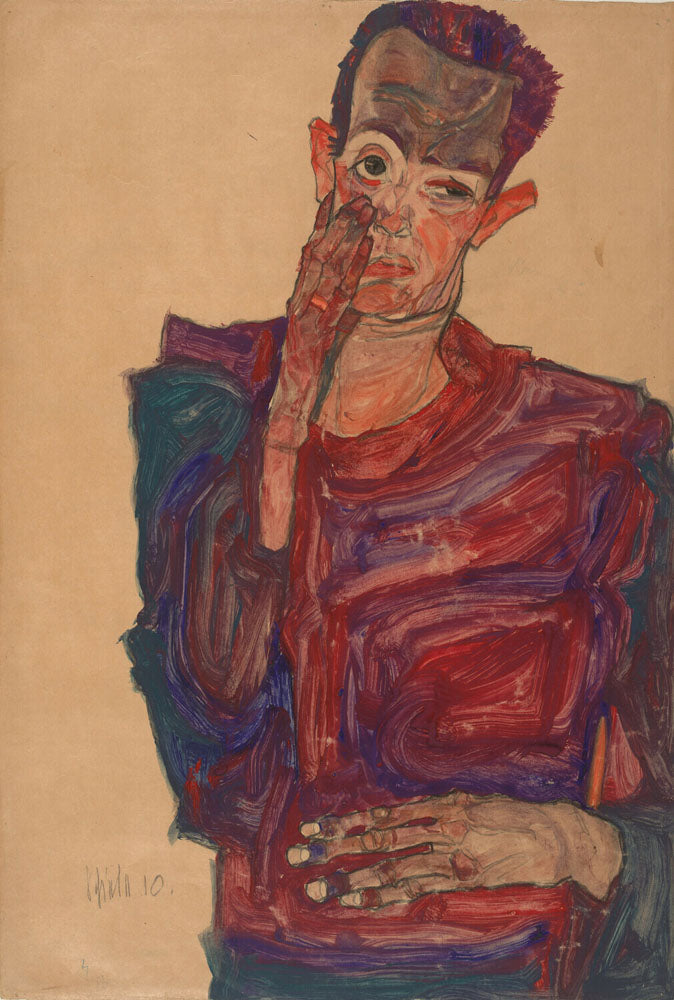 Self-Portrait with Eyelid Pulled Down, 1910