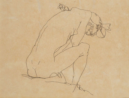 recto: Female nude; verso: Seated female nude with hair mesh