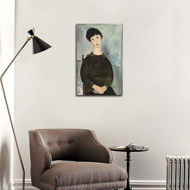 La Chevelure noire, also said "Jeune fille brune, assise" - by Amedeo Modigliani