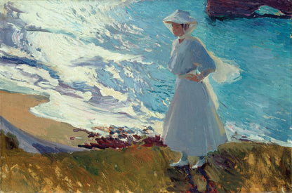 María on the Beach at Biarritz or Contre-jour - by Joaquín Sorolla