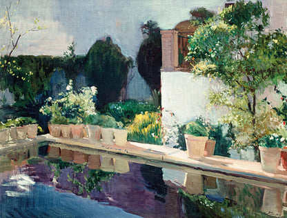 Palace of Pond, Royal Gardens in Seville - by Joaquin Sorolla