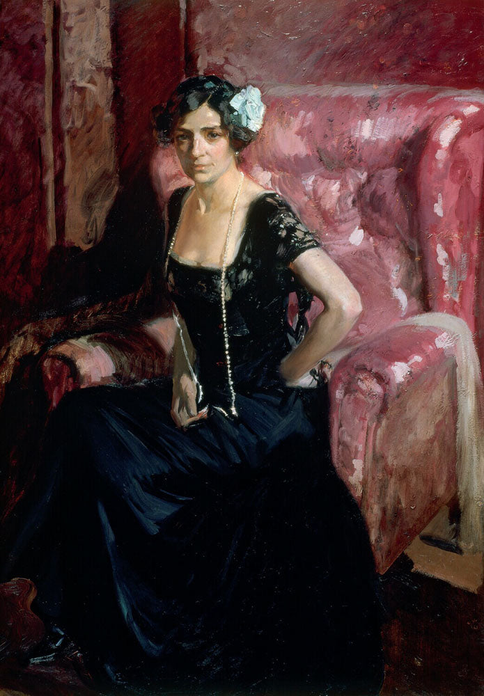 Clotilde in evening dress - by Joaquin Sorolla