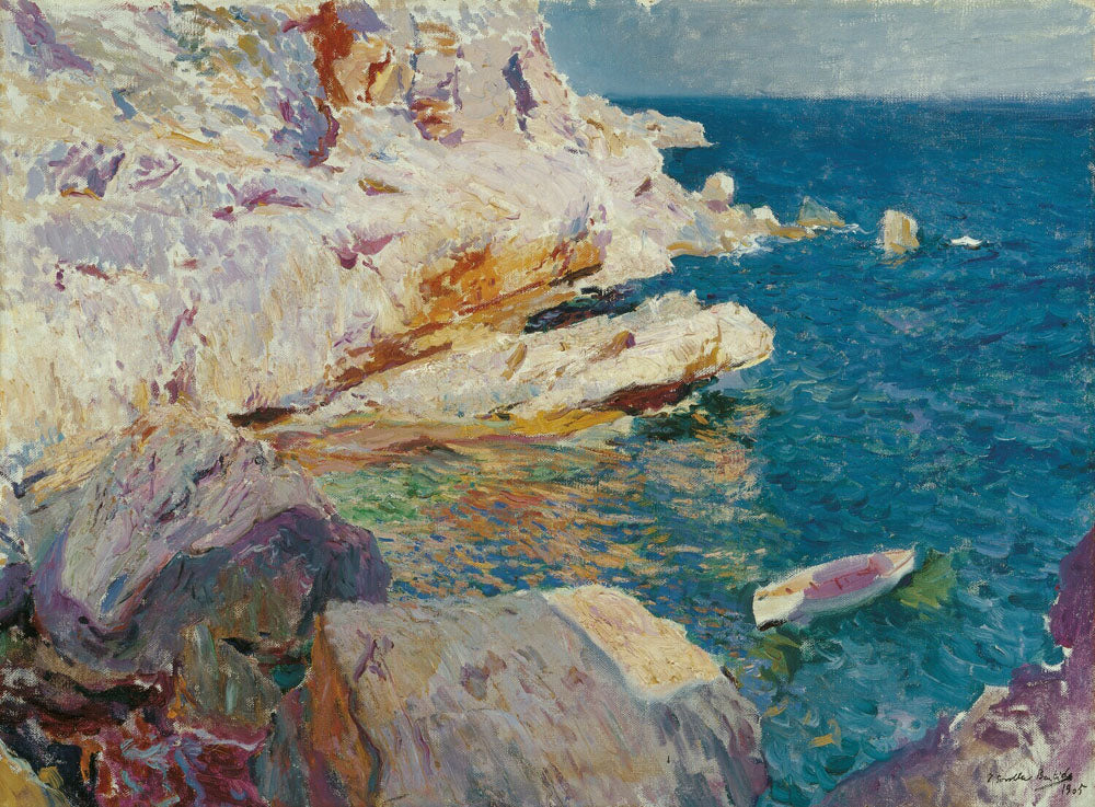 Rocks at Jávea. The White Boat - by Joaquín Sorolla