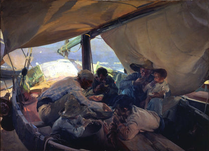 Comida en la barca - by Joaquin Sorolla