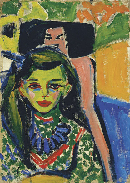 Fränzi in front of Carved Chair - by Ernst Ludwig Kirchner