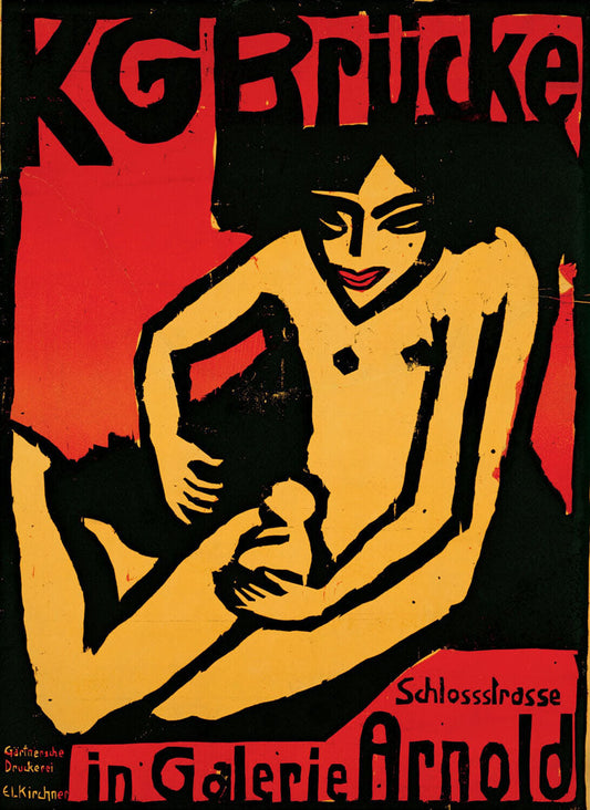 Poster for the exhibition for the artists' group "Die Brücke" at the Arnold Gallery Dresden - by Ernst Ludwig Kirchner