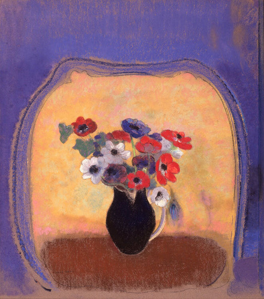 Anemones in a Black Vase