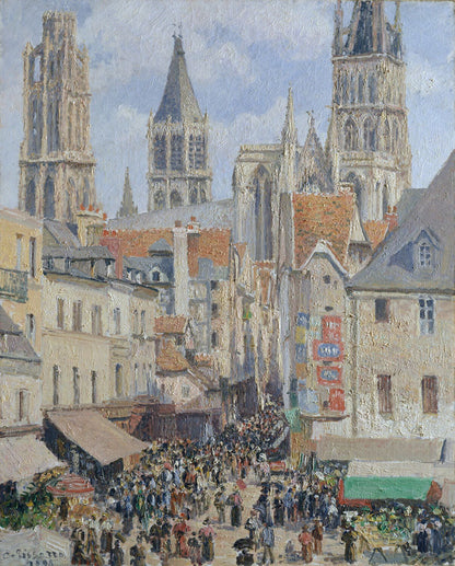 Rue de l'Épicerie, Rouen (Effect of Sunlight) - by Camille Pissarro