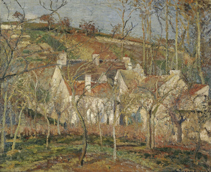 Red roofs, corner of a village, winter