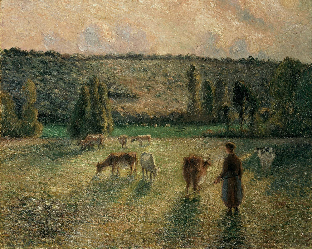 Girl Tending Cows at Eragny