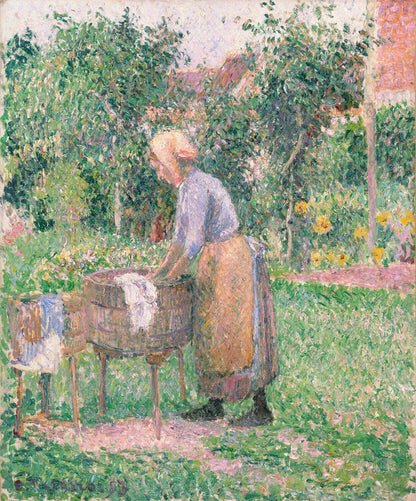 A Washerwoman at Éragny - by Camille Pissarro