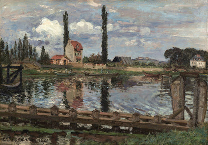 Banks of the Seine at Port Marly (Au bord de la Seine à Port Marly) - by Camille Pissarro