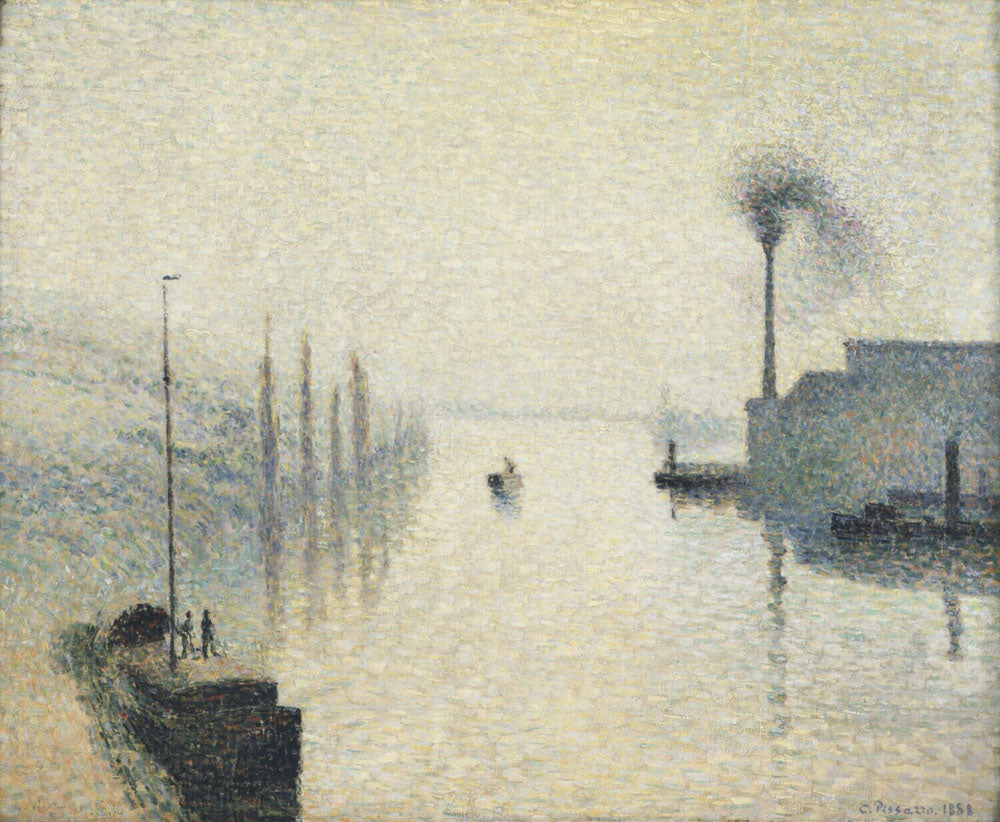 L'Île Lacroix, Rouen (The Effect of Fog) - by Camille Pissarro