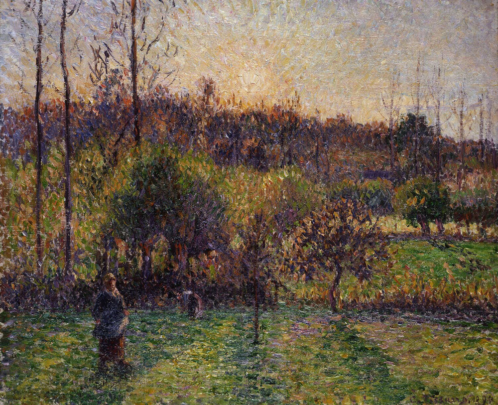 Soleil levant à Eragny - by Camille Pissarro