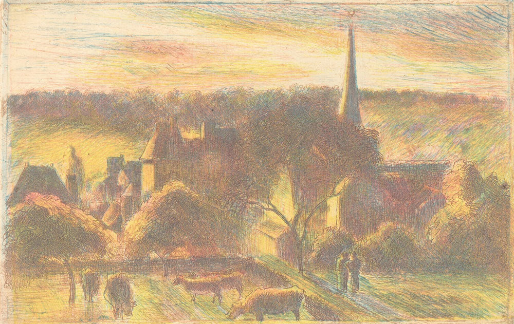 Eglise et ferme d'Éragny (A Church and Farm at Éragny) - by Camille Pissarro