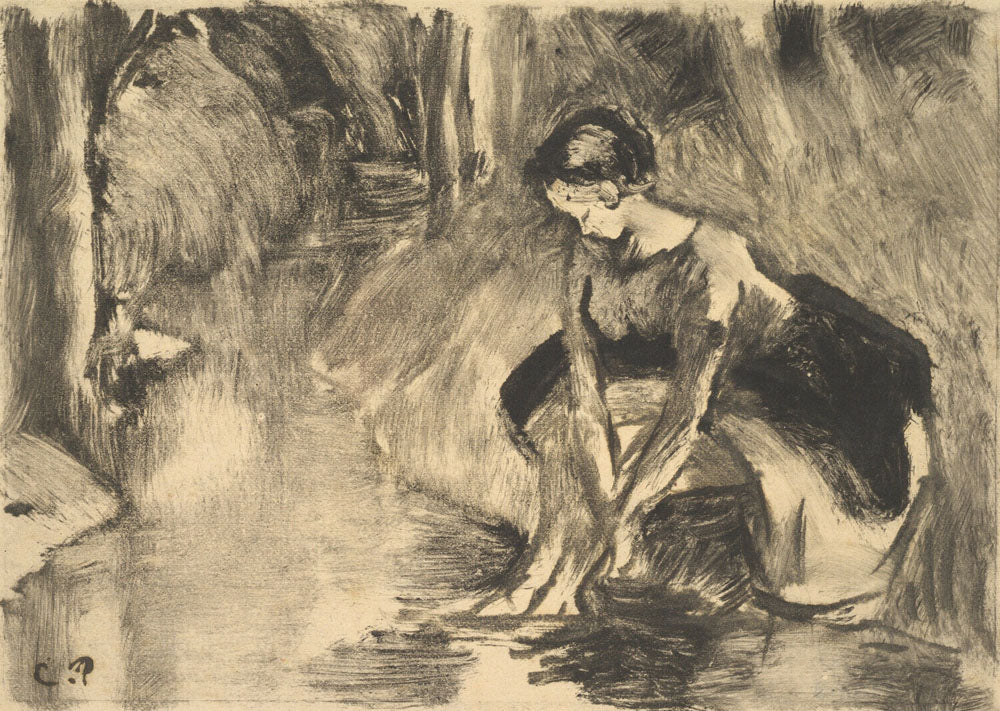 A Young Woman Washing Her Feet at the Edge of a Stream