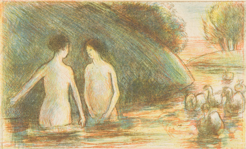 Baigneuses Gardeuses d'oies - by Camille Pissarro