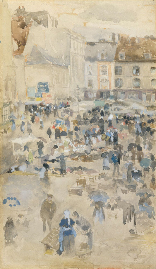 Variations in Violet and Grey—Market Place, Dieppe - by James Abbott McNeill Whistler