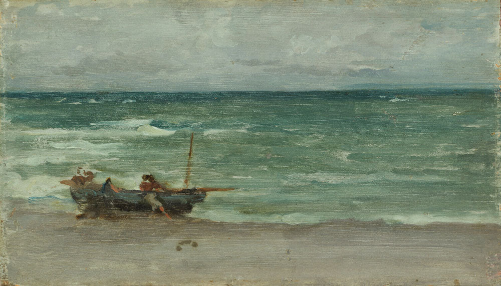 Harmony in Blue and Silver:  Beaching the Boat, Étretat - by James Abbott McNeill Whistler