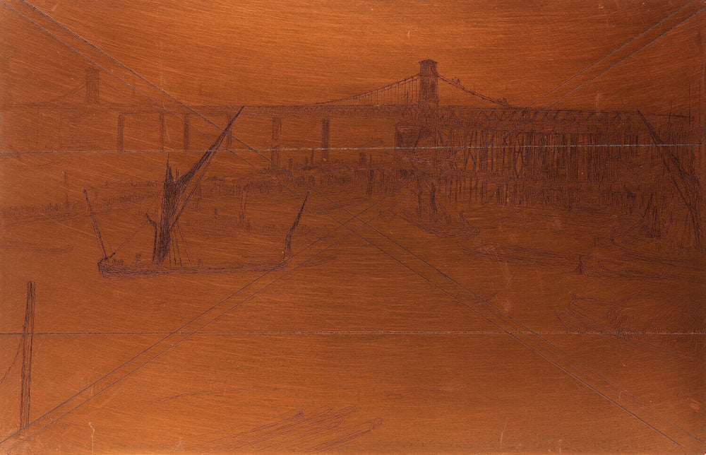 Etching plate: Old Hungerford Bridge