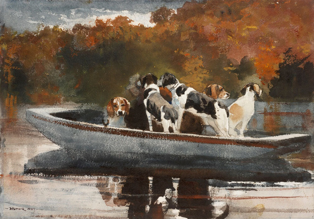 Hunting Dogs in Boat (Waiting for the Start)