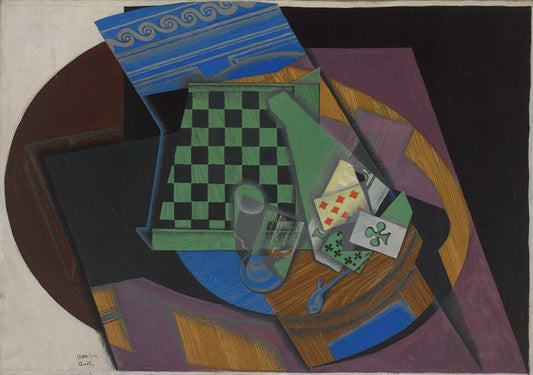 Damier et cartes à jouer [Checkerboard and playing cards] - by Juan Gris