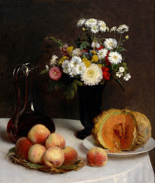 Still Life with a Carafe, Flowers and Fruit