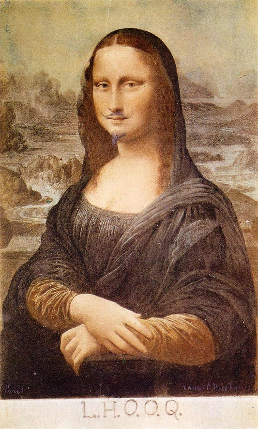 L.H.O.O.Q, Mona Lisa with moustache - by Marcel Duchamp