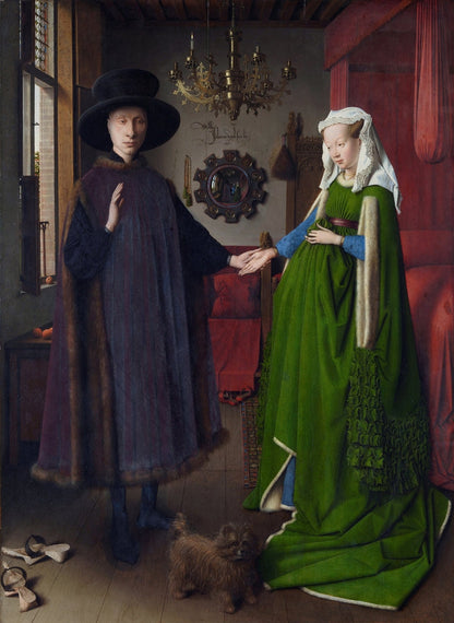 The Arnolfini Wedding. The Portrait of Giovanni Arnolfini and his Wife Giovanna Cenami (The Arnolfini Marriage) - by Jan van Eyck