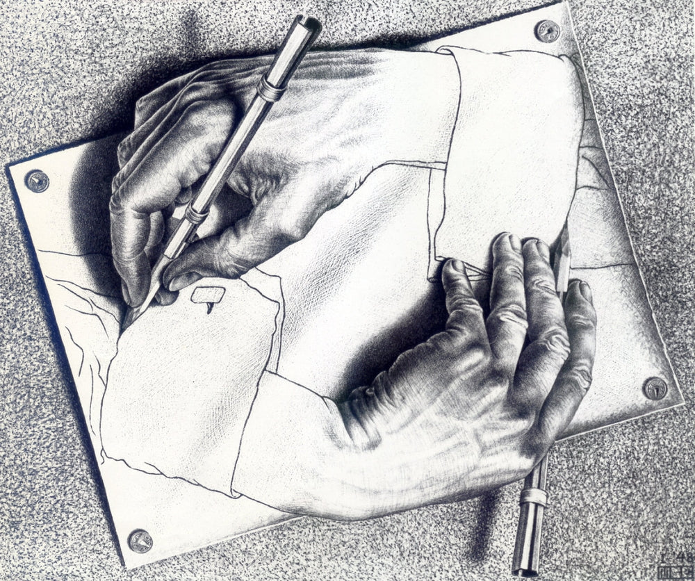 Drawing Hands - by M.C. Escher