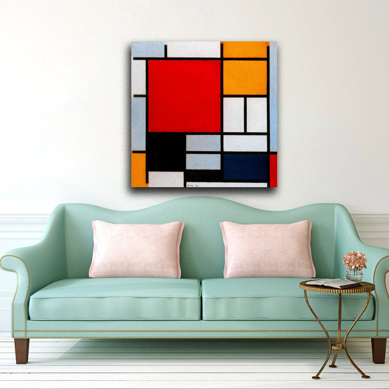 Composition with Large Red Plane, Yellow, Black, Gray and Blue - by Piet Mondrian