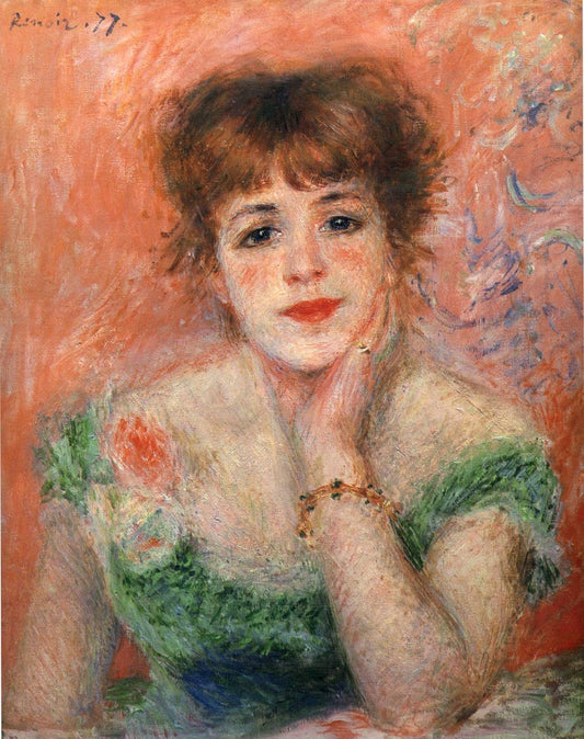 Jeanne Samary in a Low Necked Dress - by Pierre-Auguste Renoir