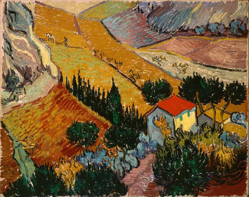 Landscape with House and Ploughman - by Vincent van Gogh