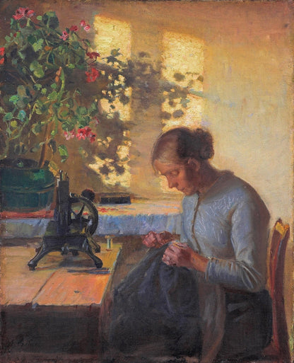 Sewing Fisherman's Wife - by Anna Ancher