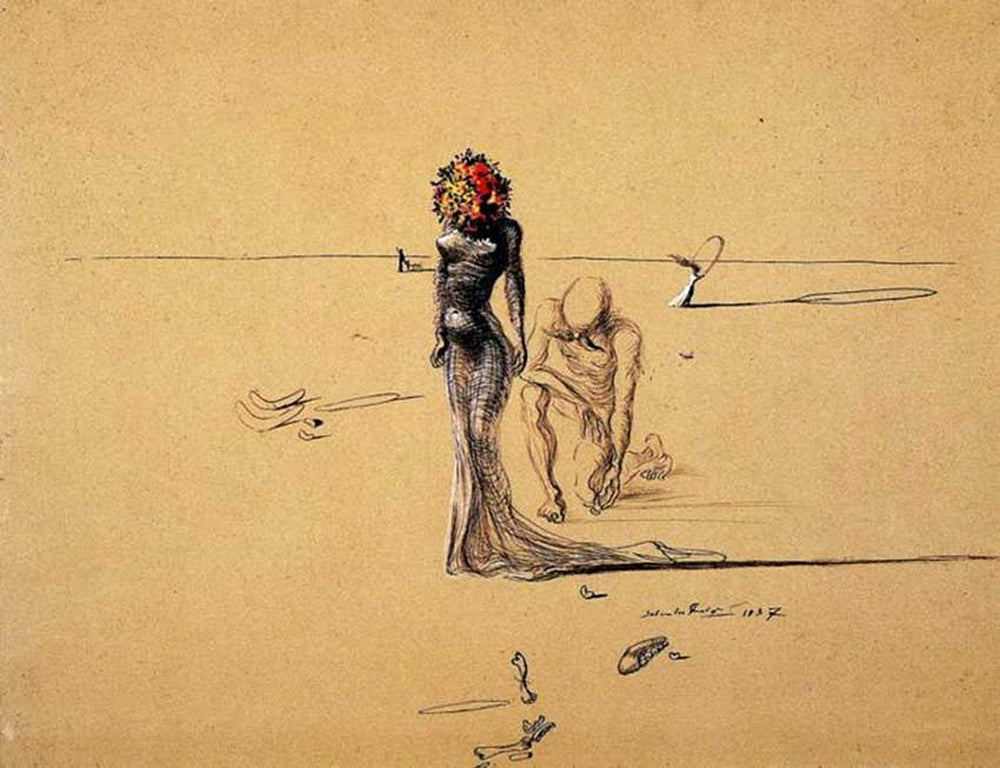 Woman with Flower Head - by Salvador Dali